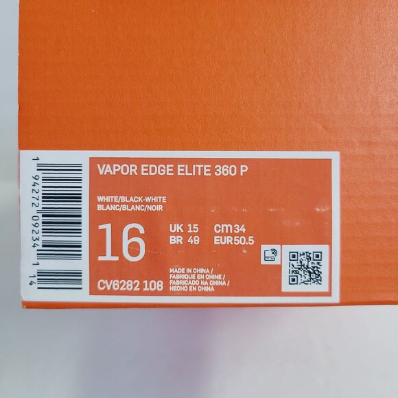 Nike Vapor Edge Elite 360 Flyknit Football Cleats CV6282-108 Size 16 White main image 5